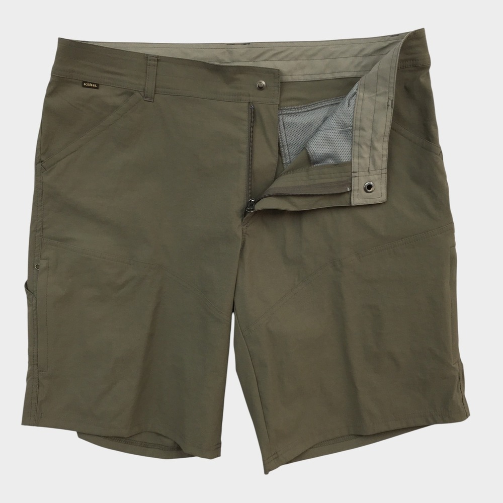Kuhl Renegade Shorts Mens 38 Olive Green Hiking Outdoor Stretch Cargo 10 Inseam
